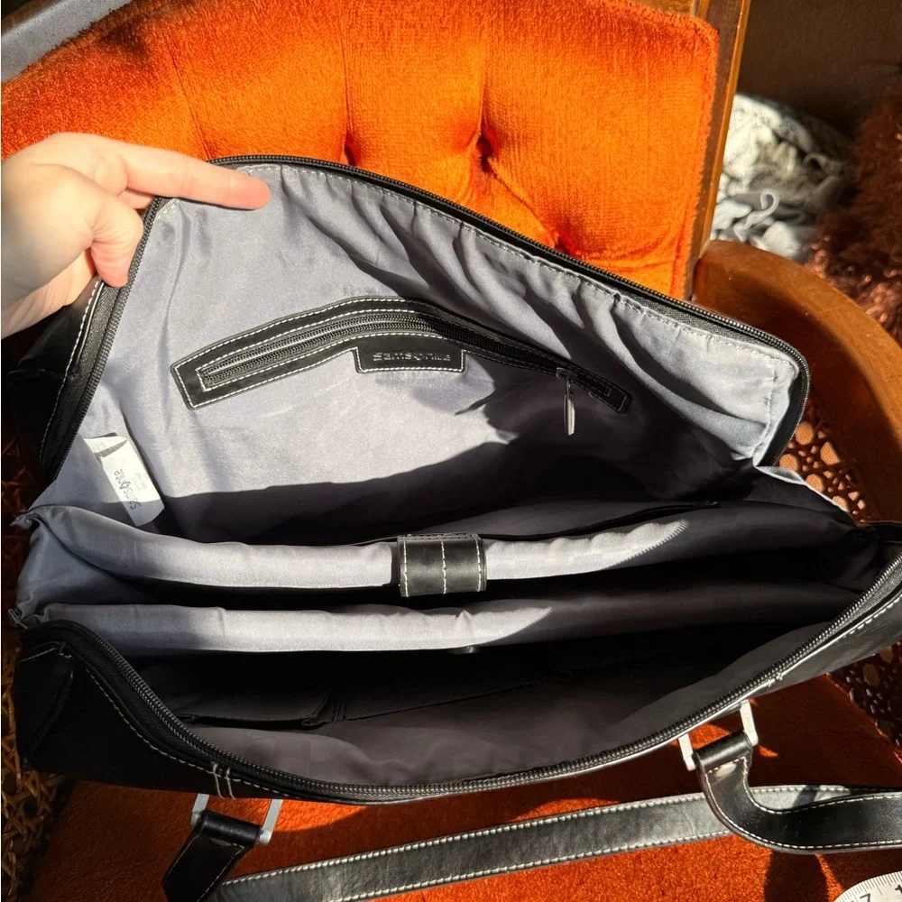 Samsonite Black Leather Laptop Briefcase